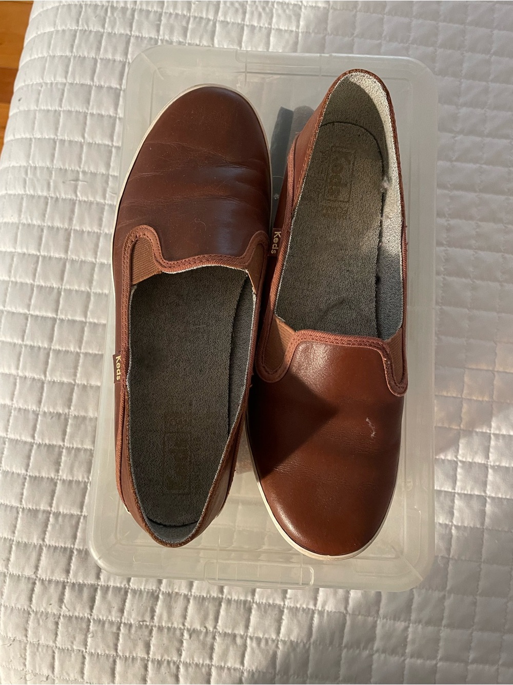 Keds Women’s Slip-On Loafers in Brown Leather